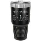 Personalized black 30 oz vacuum insulated tumbler with 'Floral with text' design