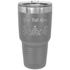 Personalized dark gray 30 oz vacuum insulated tumbler with 'Floral with text' design