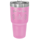 Personalized light purple 30 oz vacuum insulated tumbler with 'Floral with text' design