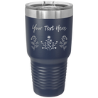 Personalized navy 30 oz vacuum insulated tumbler with 'Floral with text' design