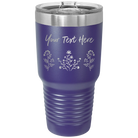 Personalized purple 30 oz vacuum insulated tumbler with 'Floral with text' design