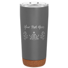 Personalized storm gray 20 oz vacuum insulated tumbler with 'Floral with text' design