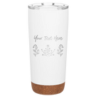 Personalized white 20 oz vacuum insulated tumbler with 'Floral with text' design