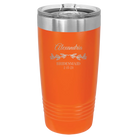 Personalized orange 20 oz vacuum insulated tumbler with 'BRIDESMAID DATE' design