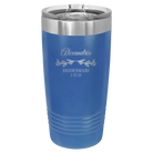 Personalized royal blue 20 oz vacuum insulated tumbler with 'BRIDESMAID DATE' design