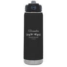 Personalized black 20 oz vacuum insulated water bottle with 'BRIDESMAID DATE' design