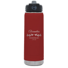 Personalized maroon 20 oz vacuum insulated water bottle with 'BRIDESMAID DATE' design