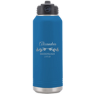 Personalized royal blue 32 oz vacuum insulated water bottle with 'BRIDESMAID DATE' design