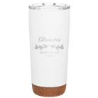 Personalized white 20 oz vacuum insulated tumbler with 'BRIDESMAID DATE' design