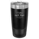 Personalized black 20 oz vacuum insulated tumbler with 'GROOMSMAN DATE' design