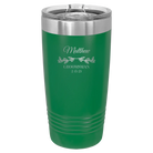 Personalized green 20 oz vacuum insulated tumbler with 'GROOMSMAN DATE' design