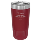 Personalized maroon 20 oz vacuum insulated tumbler with 'GROOMSMAN DATE' design