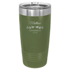 Personalized olive green 20 oz vacuum insulated tumbler with 'GROOMSMAN DATE' design
