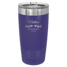 Personalized purple 20 oz vacuum insulated tumbler with 'GROOMSMAN DATE' design
