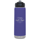 Personalized purple 20 oz vacuum insulated water bottle with 'GROOMSMAN DATE' design