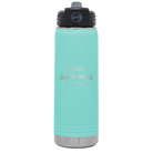 Personalized teal 20 oz vacuum insulated water bottle with 'GROOMSMAN DATE' design