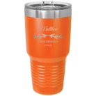 Personalized orange 30 oz vacuum insulated tumbler with 'GROOMSMAN DATE' design