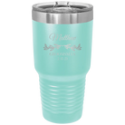 Personalized teal 30 oz vacuum insulated tumbler with 'GROOMSMAN DATE' design