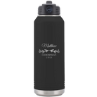 Personalized black 32 oz vacuum insulated water bottle with 'GROOMSMAN DATE' design