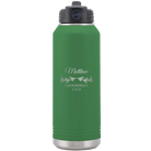 Personalized green 32 oz vacuum insulated water bottle with 'GROOMSMAN DATE' design