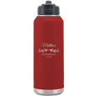 Personalized maroon 32 oz vacuum insulated water bottle with 'GROOMSMAN DATE' design