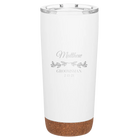 Personalized white 20 oz vacuum insulated tumbler with 'GROOMSMAN DATE' design
