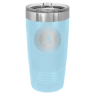 Personalized light blue 20 oz vacuum insulated tumbler with 'Circle with initial' design