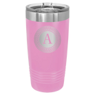 Personalized light purple 20 oz vacuum insulated tumbler with 'Circle with initial' design
