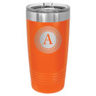 Personalized orange 20 oz vacuum insulated tumbler with 'Circle with initial' design
