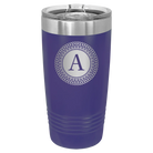 Personalized purple 20 oz vacuum insulated tumbler with 'Circle with initial' design