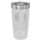Personalized white 20 oz vacuum insulated tumbler with 'Circle with initial' design