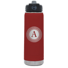 Personalized maroon 20 oz vacuum insulated water bottle with 'Circle with initial' design