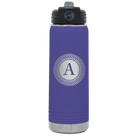 Personalized purple 20 oz vacuum insulated water bottle with 'Circle with initial' design