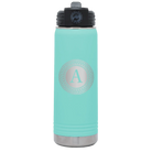 Personalized teal 20 oz vacuum insulated water bottle with 'Circle with initial' design