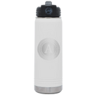 Personalized white 20 oz vacuum insulated water bottle with 'Circle with initial' design