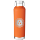 Personalized orange 24 oz vacuum insulated water bottle with 'Circle with initial' design
