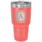 Personalized coral 30 oz vacuum insulated tumbler with 'Circle with initial' design