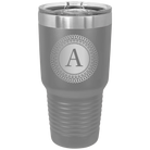 Personalized dark gray 30 oz vacuum insulated tumbler with 'Circle with initial' design