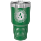Personalized green 30 oz vacuum insulated tumbler with 'Circle with initial' design