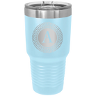 Personalized light blue 30 oz vacuum insulated tumbler with 'Circle with initial' design