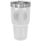 Personalized white 30 oz vacuum insulated tumbler with 'Circle with initial' design