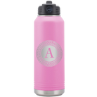 Personalized light purple 32 oz vacuum insulated water bottle with 'Circle with initial' design