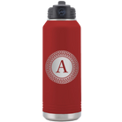 Personalized maroon 32 oz vacuum insulated water bottle with 'Circle with initial' design