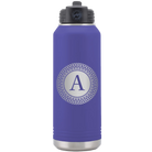 Personalized purple 32 oz vacuum insulated water bottle with 'Circle with initial' design