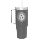 Personalized slate 40 oz vacuum insulated tumbler mug with 'Circle with initial' design