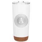 Personalized white 20 oz vacuum insulated tumbler with 'Circle with initial' design