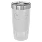 Personalized white 20 oz vacuum insulated tumbler with 'Family est' design
