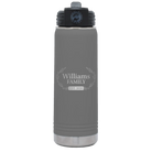 Personalized dark gray 20 oz vacuum insulated water bottle with 'Family est' design