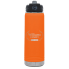Personalized orange 20 oz vacuum insulated water bottle with 'Family est' design