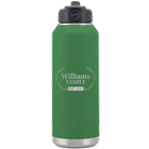 Personalized green 32 oz vacuum insulated water bottle with 'Family est' design